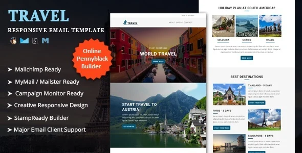 Travel – Multipurpose Responsive Email Template HTML with Online StampReady & Mailchimp Builders