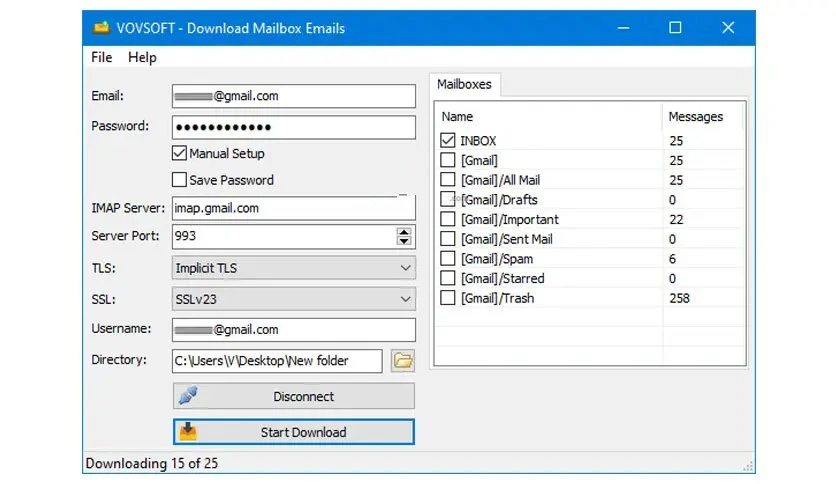 VovSoft Download Mailbox Emails Windows