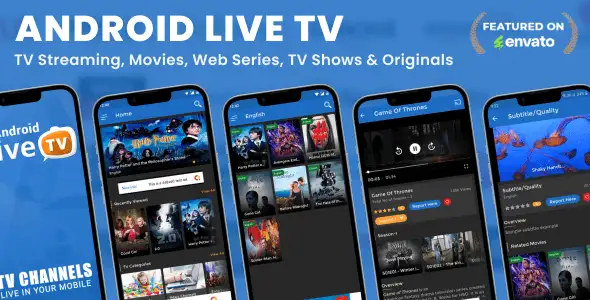 Android Live TV ( TV Streaming, Movies, Web Series, TV Shows & Originals) e Admin PHP Script