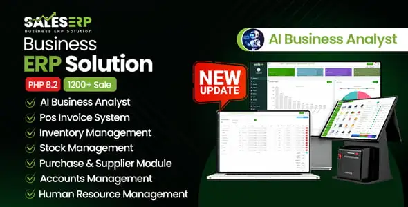 SalesERP – AI Powered Business ERP for Sales, Billing, Inventory, Accounting And HR PHP Script